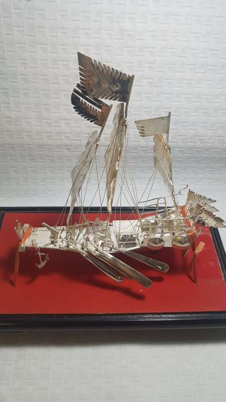 Exquisite!! Old Chinese Export Silver War Ship!