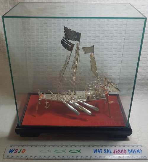 Exquisite!! Old Chinese Export Silver War Ship!