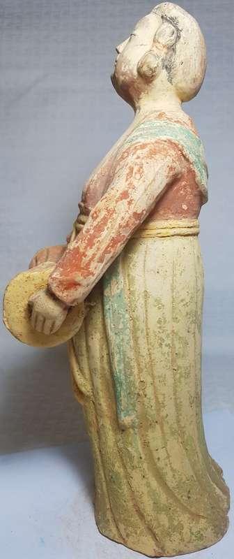Lady playing a drum - vintage terracotta statue!!!