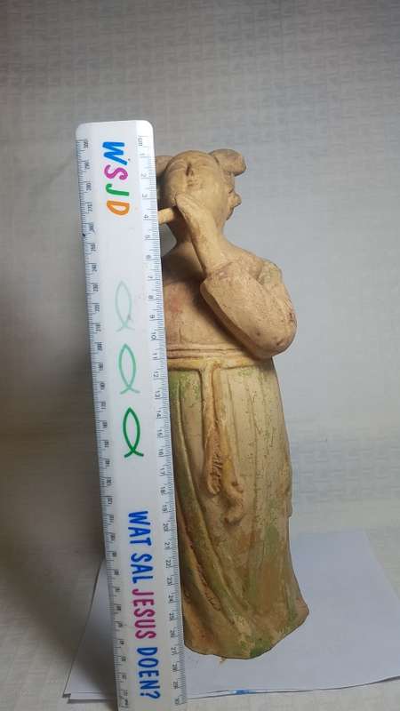 Lady playing a flute - vintage terracotta statue!!!
