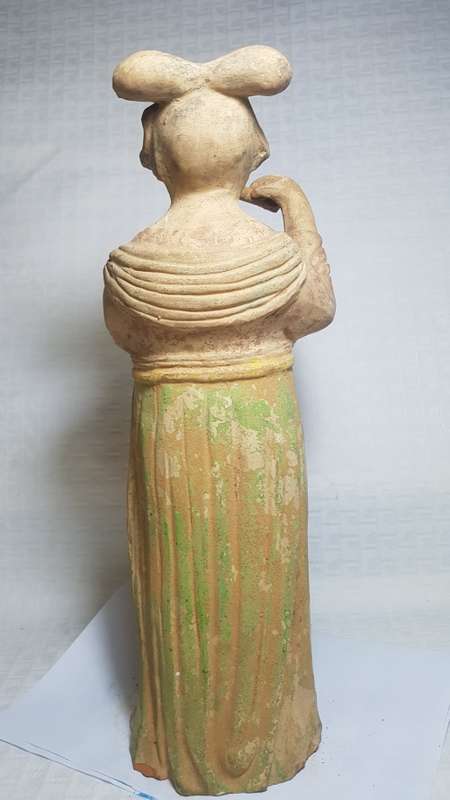 Lady playing a flute - vintage terracotta statue!!!