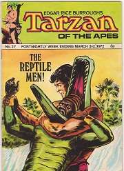 TARZAN OF THE APES # 27 MARCH 1972 THE REPTILE MEN E.R.BURROUGHS BRIT. REPRINT VG - FN