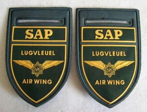 Pair of Tupperware Shoulder Flashes - AIR WING - Green on Blue (Collector`s item)