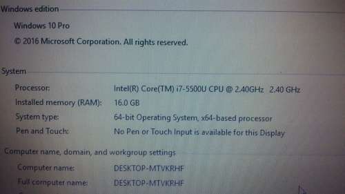 Dell inspiron 15 5558 core i7-5500u, 16gb, 1tb hdd,15.6" 4gb graphics win 10