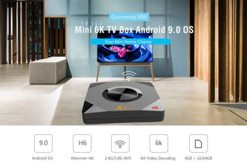X99 Mini 6K TV Box Android 9.0 OS - 4GB RAM+64GB
