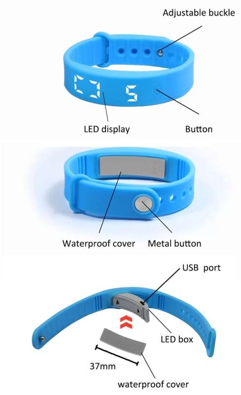 Fitness Tracker, Smart Wristband, Smart Bracelet, Pedometer, W5S Silicone - BLUE
