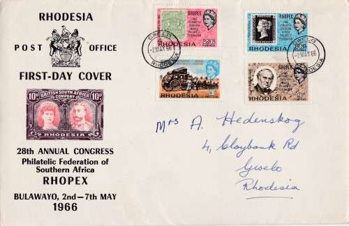 28TH ANNUAL CONGRESS - PHILATELIC FEDERATION OF SA - RHOPEX 1966