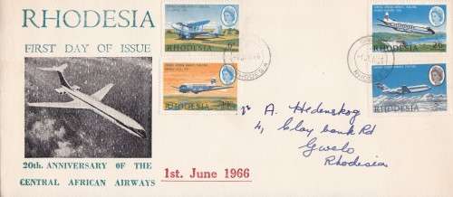 FDC - 20TH ANNIVERSARY OF THE CENTRAL AFRICAN AIRWAYS
