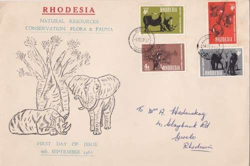 NATURAL RESOURCES CONSERVATION FLORA & FAUNA FDC RHODESIA 1967