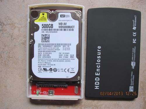 WESTERN DIGITAL 500Gb SATA HARD DRIVE IN EXTERNAL CASE.
