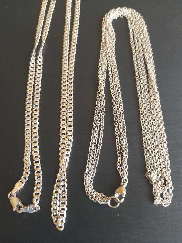 Lot Sterling Silver Chains