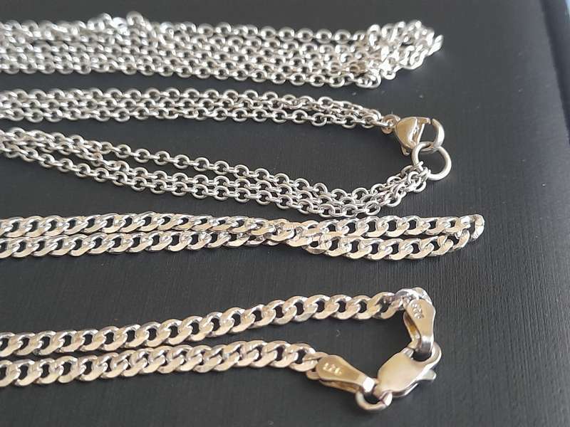 Lot Sterling Silver Chains