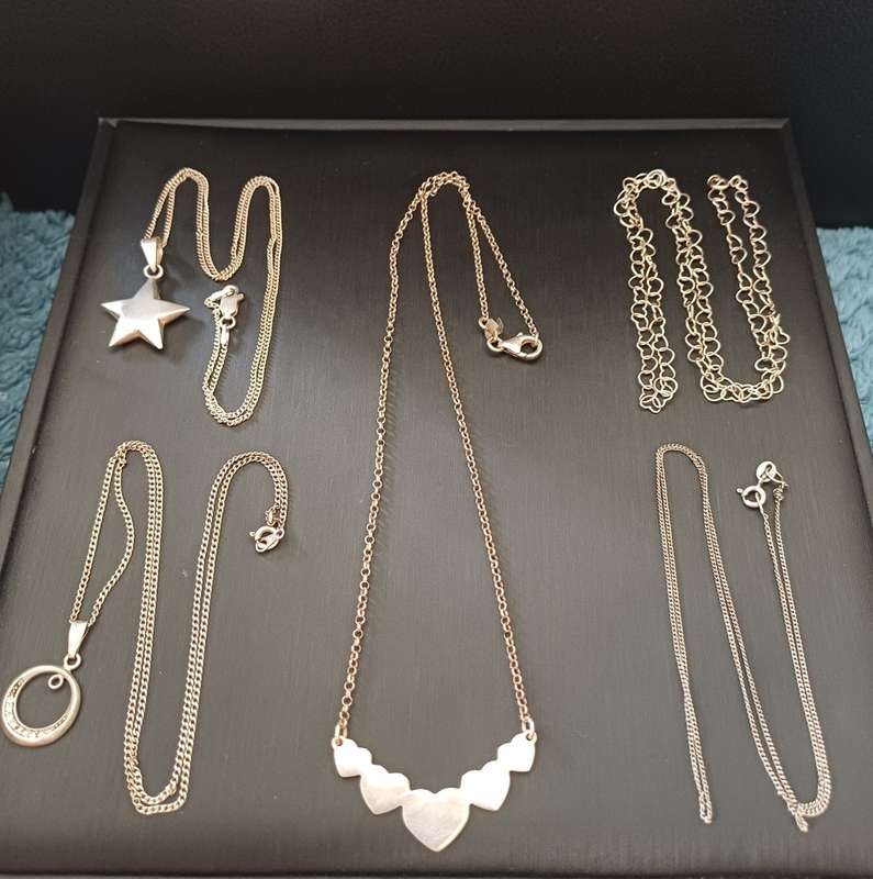 Lot of 5 Sterling silver necklaces