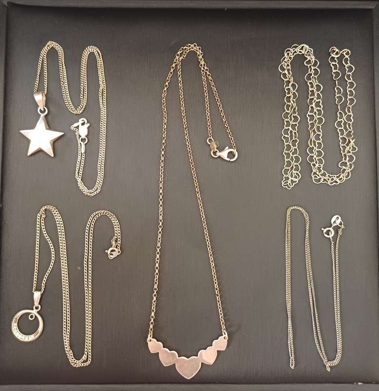 Lot of 5 Sterling silver necklaces