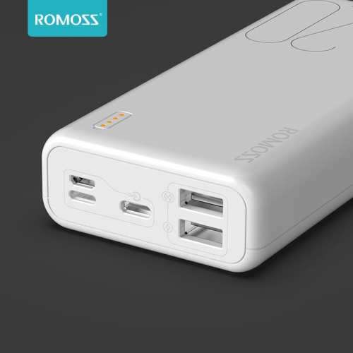 Romoss Simple 20 20000mAh Input: Type C|Lightning|Micro USB|Output: 2 x USB Power Bank  White