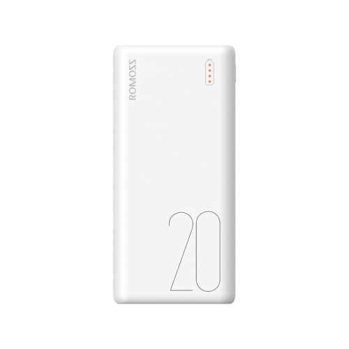 Romoss Simple 20 20000mAh Input: Type C|Lightning|Micro USB|Output: 2 x USB Power Bank  White