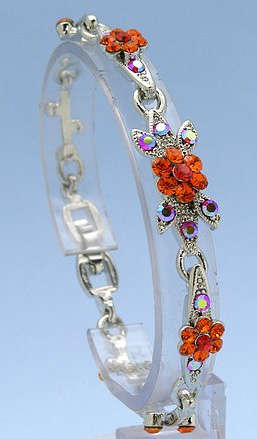 Incredibly beautiful - orange crystal 'flower design' bracelet.