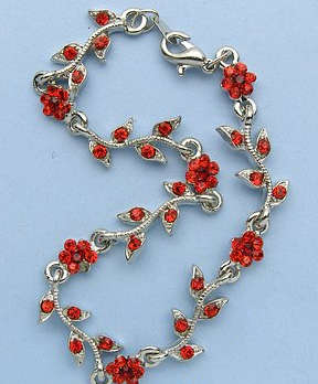 Beautiful - red crystal 'flower design' bracelet.