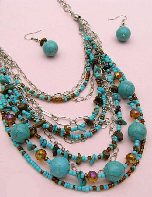 Lovely, multi-chain 'bead and stone' necklace.