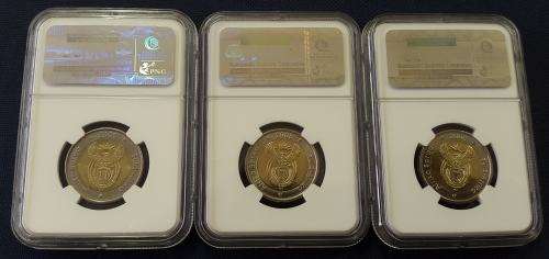 MS64, MS65 & MS66 - NGC Graded Mandela Birthday R5.00 coins (NEW LABEL) - Bid per coin for the lot!!