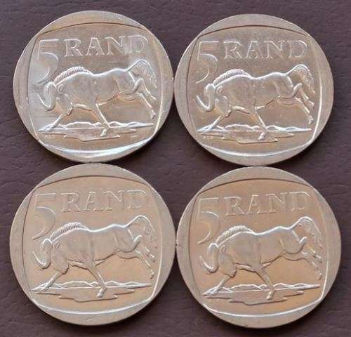 4 x Year 2000 Mandela R5.00 coins - IN EXCELLENT CONDITION!!! - Bid per coin to take the lot.