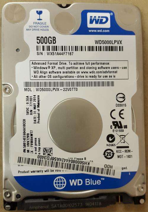 Western Digital 500GB (WD Blue) SATA Laptop HDD - Excellent condition!!!
