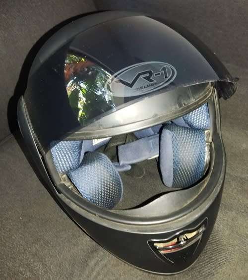VR1 Motorcycle Helmet, Dark Grey, Flip up with Extra clear visor XS