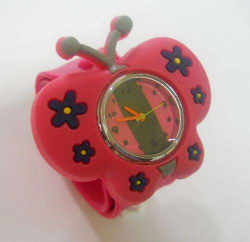 Cartoon SLAP watch Hot Pink Butterfly - pink strap