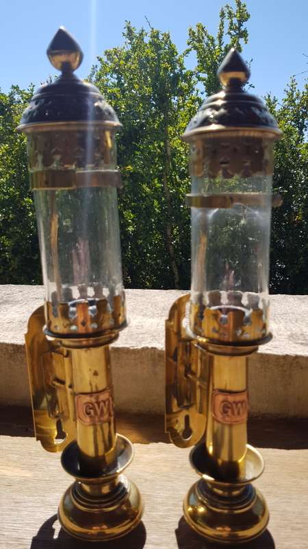 PAIR OF GREAT WESTERN RAILWAY CARRIAGE LAMPS
