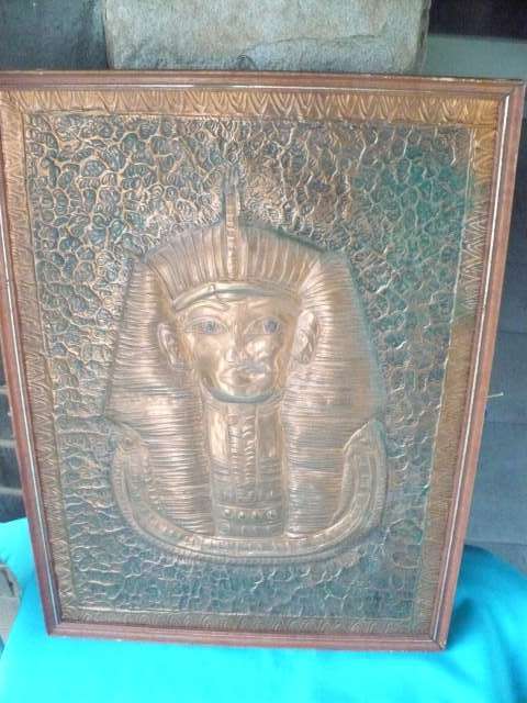 FRAMED COPPER PICTURE  OF KING TUTANKHAMUN