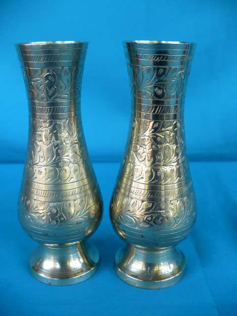 PRETTY  MATCHED  PAIR BRASS VASES
