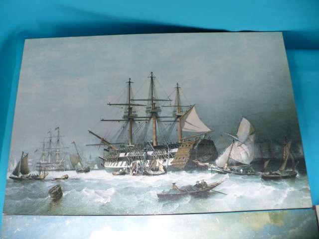 3 BLOCK PRINTS OF OLD SAILING SHIPS