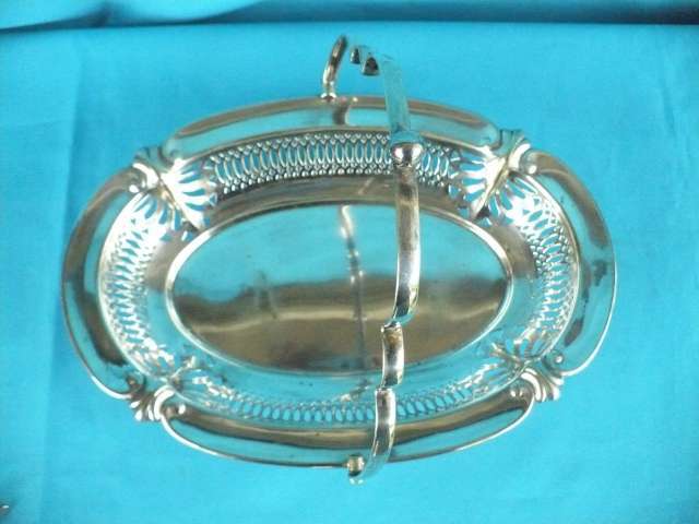 LOVELY EPNS SWING HANDLED PIERCED PATTERN DISH