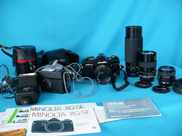 MINOLTA XG SE FILM CAMERA + LENSES +