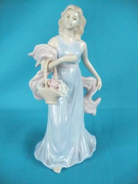 ELEGANT LADY WITH BASKET OF FLOWERS