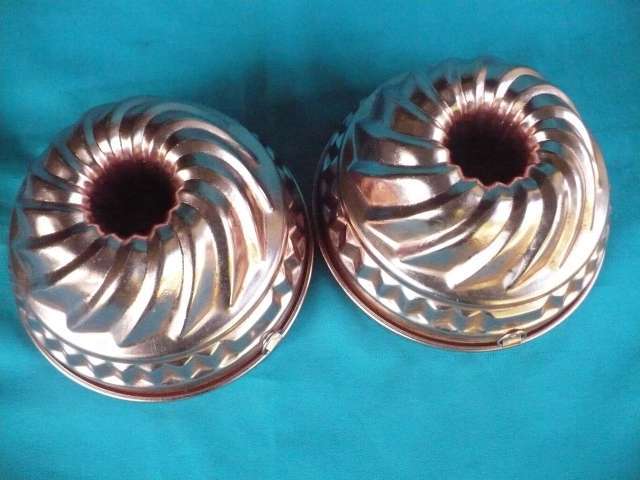 PAIR COPPER PLATED  ALUMINIUM  JELLY/MOUSSE  MOULDS