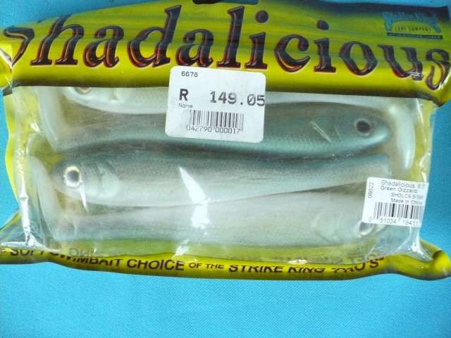SHADALICIOUS GREEN GIZZARD LURES (PKT 4)