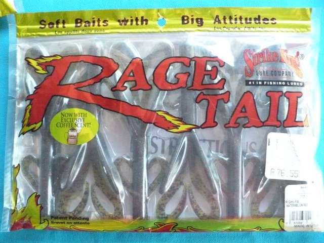 STRIKE KING RAGE TAIL RAGE HAWG WATERMELON RED GLITTERLURES 6 PKT
