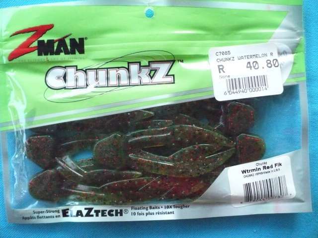 Z MAN CHUNKZ WATERMELON RED SPARKLE LURES PKT 8