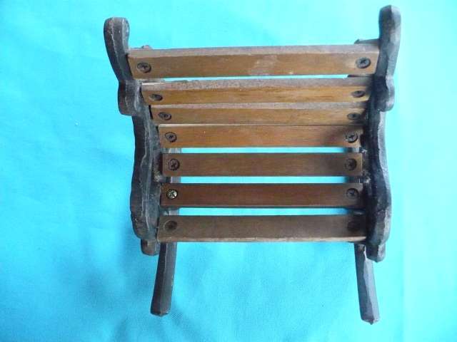 DOLLS  ROCKING BENCH   SLATTED WOOD WITH CAST IRON ENDS