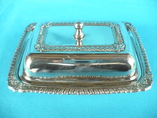 LOVELY LITTLE EPNS & GLASS BUTTER DISH