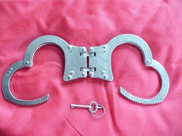 PAIR  SAP  HANDCUFFS  WITH A KEY