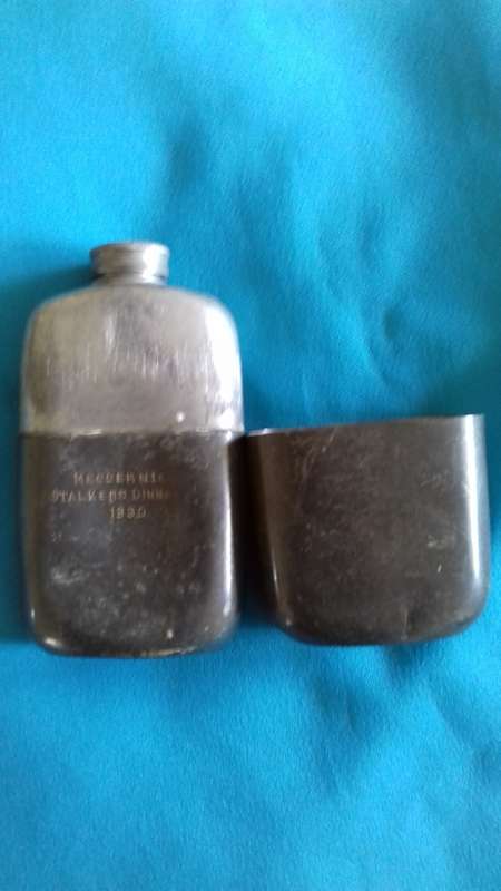 VINTAGE PEWTER & ALUMINIUM HIP FLASK