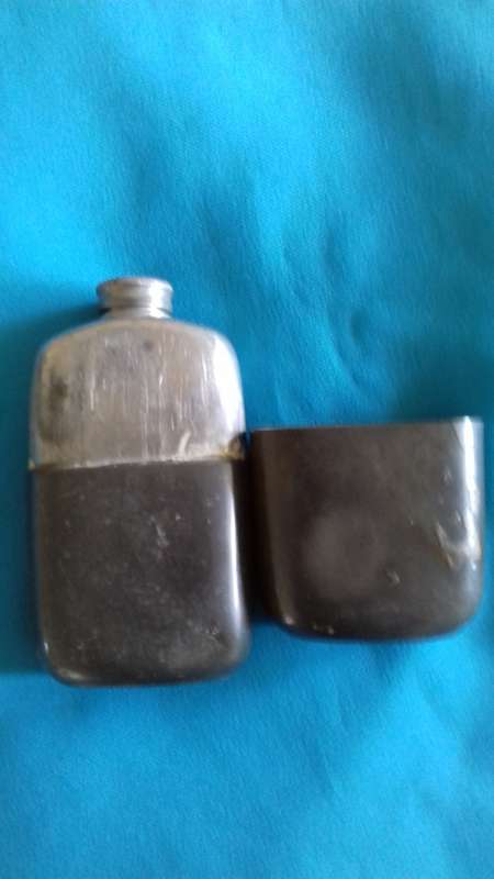 VINTAGE PEWTER & ALUMINIUM HIP FLASK