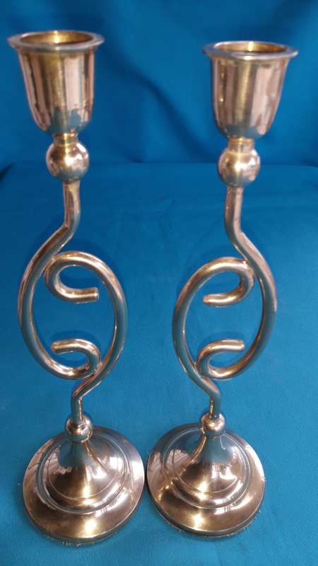 PAIR VINTAGE CANDLESTICKS  HEIGHT 23.5 CM