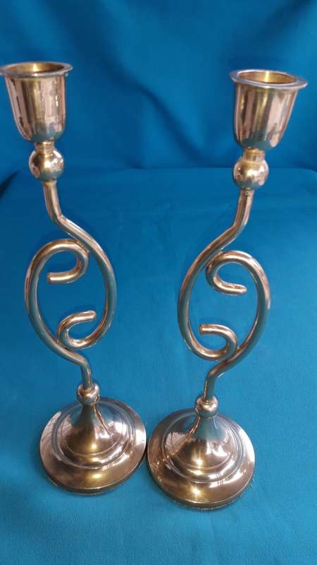 PAIR VINTAGE CANDLESTICKS  HEIGHT 23.5 CM