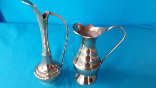 2 SMALL VINTAGE BRASS JUGS/VASES