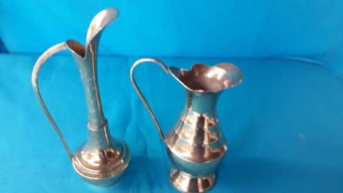 2 SMALL VINTAGE BRASS JUGS/VASES