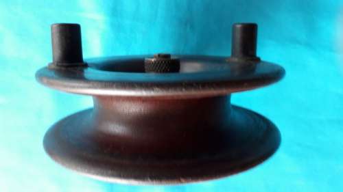 VINTAGE WOOD & BRASS FISHING REEL