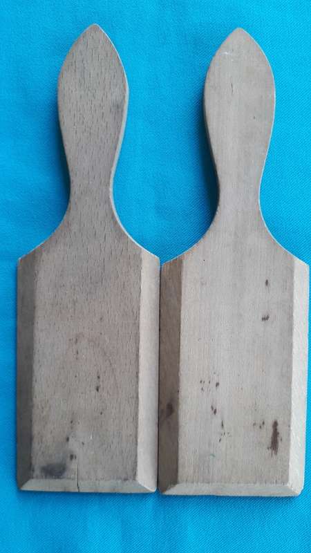 PAIR   VINTAGE WOODEN BUTTER PATS